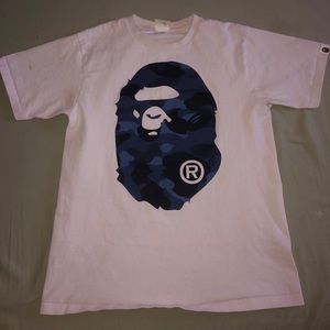 Bape head blue and white T-Shirt